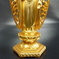 ☆阿弥陀如来立像 高さ155mm 仏像 金色 牧田秀雲 来迎形式 極楽浄土 札幌 北20条店の画像