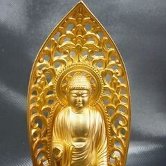 ☆阿弥陀如来立像 高さ155mm 仏像 金色 牧田秀雲 来迎形式 極楽浄土 札幌 北20条店の画像