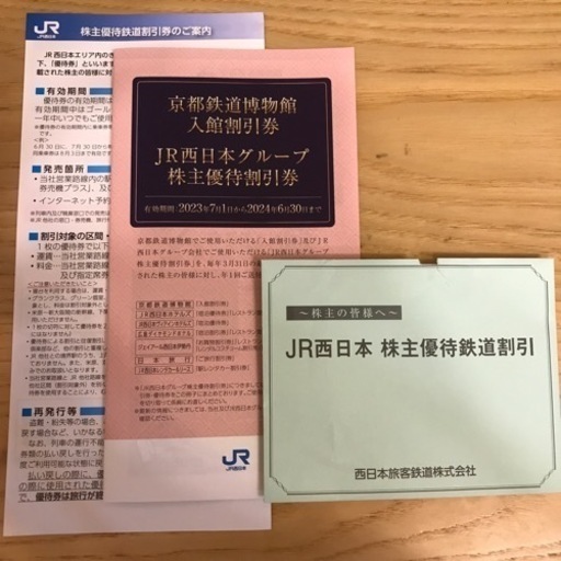 JR西日本　株主優待鉄道割引券×3枚