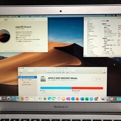 「MacBook Air 11インチ Mid 2011 MC969J/A」約1キロの小型軽量薄型モバイルノートPC / Core i5(デュアルコア 1.6GHz / メモリー４GB / SSDは128GB / MacOS(Mojave)+Office2019とWin10+Office2010の選択起動可能 / Webカメラ / Bluetooth / 無線LAN / バッテリー使用可 / 中古品の画像