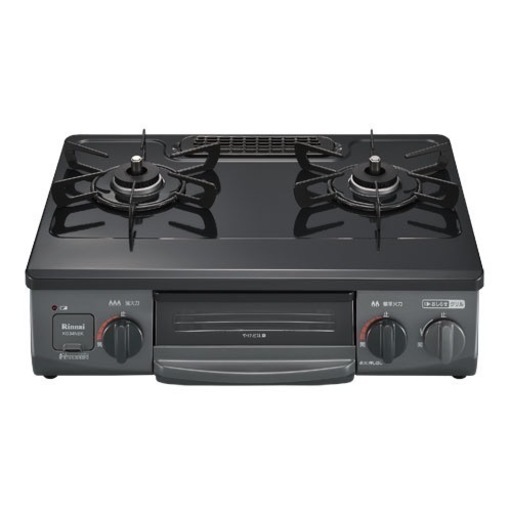 【超美品‼️】リンナイ 2020年製 LP(プロパン)ガス用 ガステーブル 左強火/水無し片面焼きグリル ブラック♪