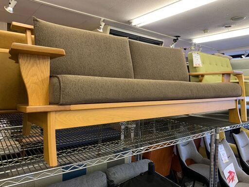 1-43 飛騨家具風 3P木肘ソファー【一部地域配送可・現状渡し】カグマニア