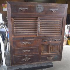 アンティーク　レトロ　茶箪笥　水屋箪笥　昭和家具　W91xL49...