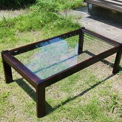 カリモク製品　ガラス天板ローテーブル