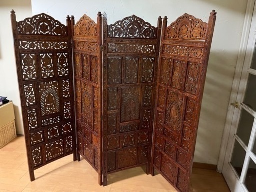 インドネシア家具 手彫り 木工パーテーション