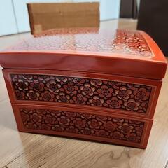 【お値下げ】お重　江戸型二段　昭和　ウレタン塗　桜の画像