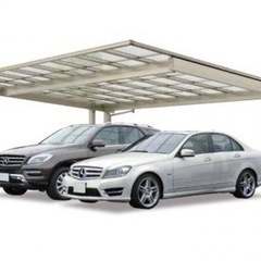 お洒落　カーポート　外構工事　YKKカーポート　エフルージュツインEXファースト600タイプ　後方支持　施工費、税込み　お洒落　駐車場の画像