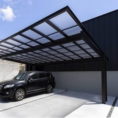 お洒落　カーポート　外構工事　YKKカーポート　エフルージュツインEXファースト600タイプ　後方支持　施工費、税込み　お洒落　駐車場の画像