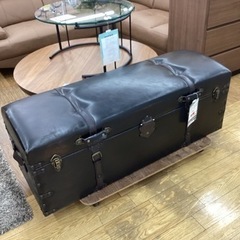 KF-55【新入荷　アウトレット】アンティークスタイル　トランクベンチスツール　ブラウン