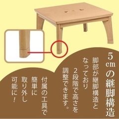 こたつテーブル タントII 幅120cm 長方形 コタツ リビングテーブル 家具調 おしゃれ 木製 ナチュラル 継脚式 モダン カジュアル オーク 北欧 の画像