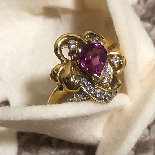 18金 ダイヤ ルビー デザインリング 未使用】ルビー 18金デザインリング