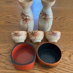 昭和レトロ　とっくり&おちょこ&とっくり受けの画像