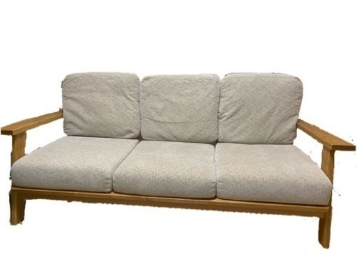 モンド　mondo タモ無垢材　洗えるファブリックソファ　三人掛け　ベージュ