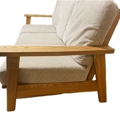 モンド mondo タモ無垢材 洗えるファブリックソファ 三人掛け ベージュ