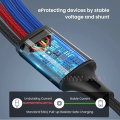 【新品】4in1充電ケーブル 1.2m 2.4A急速充電  (Type-C×2・ライトニング・Micro USB）の画像