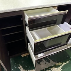 ニトリ　キッチンカウンター　大理石調×木目ピアノ塗装　中古の画像