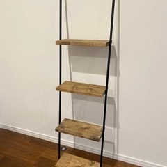 お取引中)ラダーシェルフ　無垢　アイアンの画像