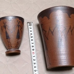 有田焼◇陶器製の花瓶とアルコールグラスのセットの画像