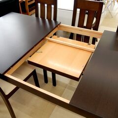 LOWYA ダイニングテーブルセット（ダークブラウン/ブラウン） 6人掛け