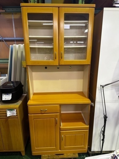 木製　食器棚　2面　背高　W880 スリム　お買い得　中古