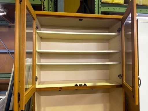 木製 食器棚 2面 背高 W880 スリム お買い得