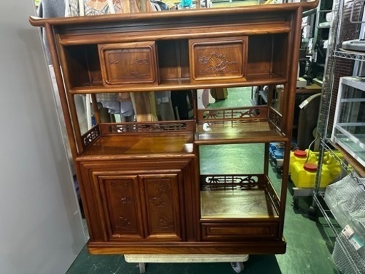 飾り棚　茶箪笥　茶棚　工芸家具　無垢　中古