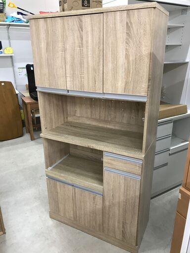 キッチンボード 3枚扉 木目調 幅 90×奥行 42×高さ 183cm※中古Bランク品