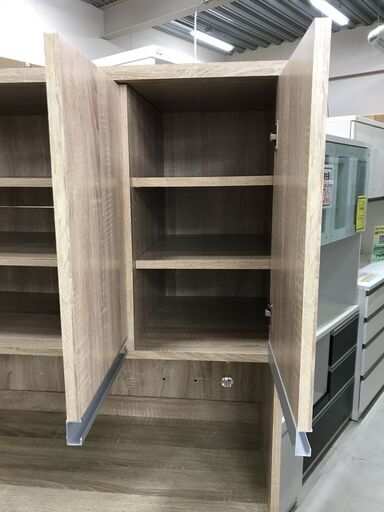 キッチンボード 3枚扉 木目調 幅 90×奥行 42×高さ 183cm※中古Bランク品