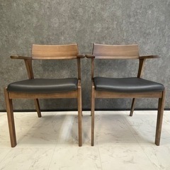 ダイニングチェア 2脚 ブラウン