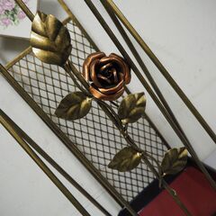 傘立て　アンティーク調　薔薇　アイアンフレーム　真鍮仕上げの画像