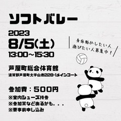 8/5(日)ソフトバレーイベント参加者募集@芦屋