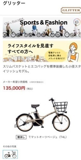 Panasonic 電動自転車　グリッター　マットオーツベージュ