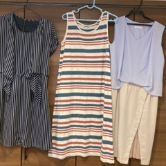 ワンピース　ノースリーブ　ストライプ　ボーダー　キレイ　膝丈　M L
