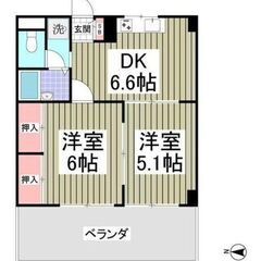 2DK！春日部市！豊春！フリーレント1ヶ月！トランクルーム！都市ガス！