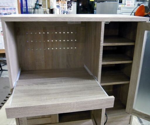 現状品 ミドルレンジボード キッチン収納 アッシュホワイト系 キッチンカウンター 幅88cm 札幌市東区 新道東店
