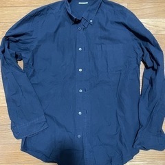 ★激安★早い者勝ち★ユーズド/お洒落/メンズシャツ/無地/ネイビー/長袖シャツの画像