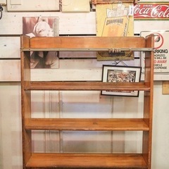 《売約済》【武蔵小山店】   運搬無料サービスあり 本棚　ブックシェルフ　シェルフ　古書棚　昭和　レトロ　ビンテージ　大きい　什器　店舗　ラック　杉　無垢　日本製　希少　検　くさび　楔の画像
