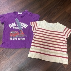 100 可愛いTシャツ2枚セット❣️消防車　ボーダー