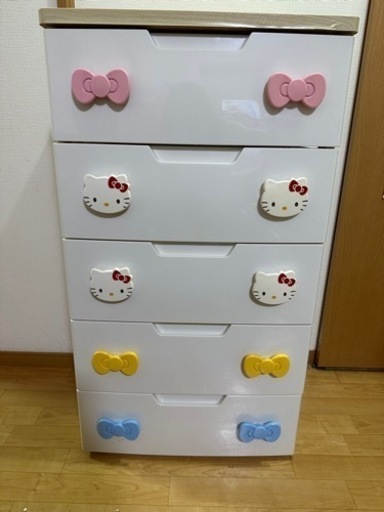 キティちゃん収納チェスト5段(キャスター無し)