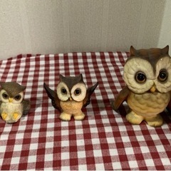 フクロウ置物3体セットの画像