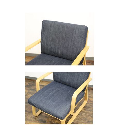 【ヤ取終了12/7】≪ZW1339ジ≫ 美品 無印良品 リビングでもつかえるソファチェア シングルソファ オーク材 ネイビー系/デニム系 家具/インテリア イス/椅子 ヤ取終了12/7】≪ZW1339ジ≫ 美品 無印良品 リビングでもつかえる