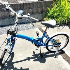 0円　無料　折り畳み自転車　6段ギヤ付き