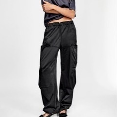 ZARA サテン　パラシュートパンツ　Sサイズの画像