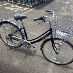 お話し中っ新品同様★パンクしない自転車 27型6段変速 LEDオ...