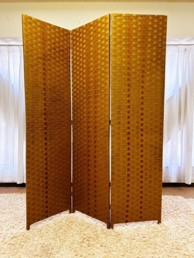 【パーテーション】3つ折りパーテーション（茶×3、黒×2）