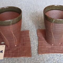 伊賀焼 ビアマグ(コースター付) 2個セット(未使用)の画像