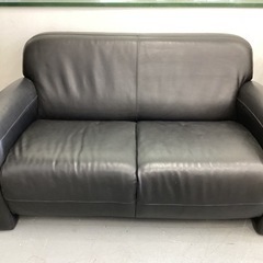 ＊IDC 大塚家具 革 レザー 3Pソファ 3人掛け 黒 ブラック 
