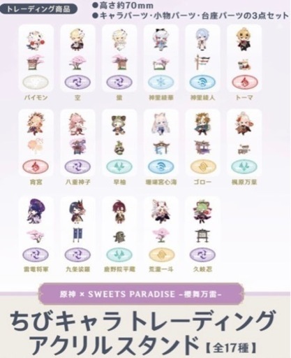 新品 スイパラ原神コラボ　ちびキャラ アクリルスタンド アクスタ コンプセット