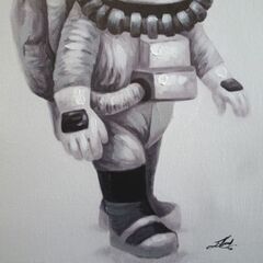 『1年保証』 LIVING HOUSE 30×45cm スペースマンキャット アートパネル その他