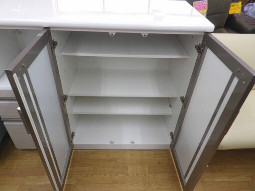 ミドルレンジボード カウンター Nポスティア 120 WH 鏡面仕上げ キッチンカウンター 高さ101cm ニトリ 食器棚 札幌 西岡